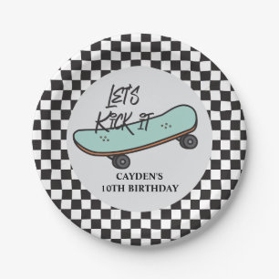 Skateboard Let's Kick It Geburtstag Papier Teller