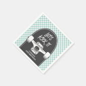 Skateboard Let's Kick It Geburtstag Papier Teller Serviette (Ecke)