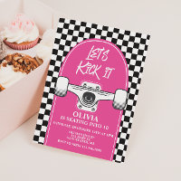 Skateboard Let's Kick It PINK Geburtstagseinladung