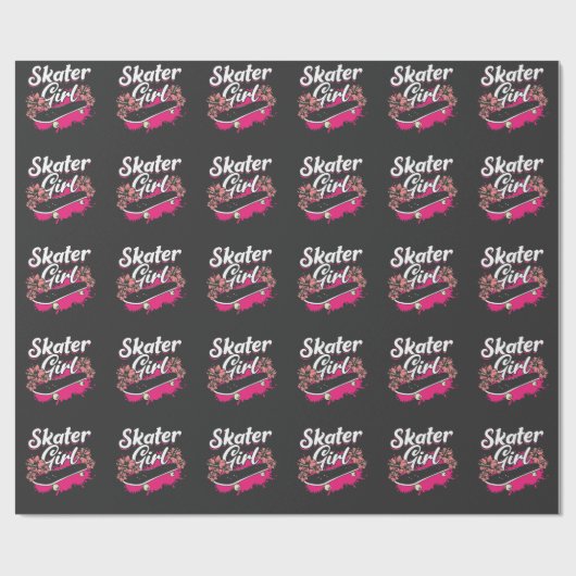 Skateboard Liebe Skater Girl Geschenkpapier (Flach)