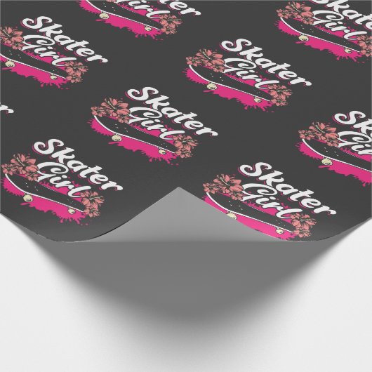 Skateboard Liebe Skater Girl Geschenkpapier (Ecke)