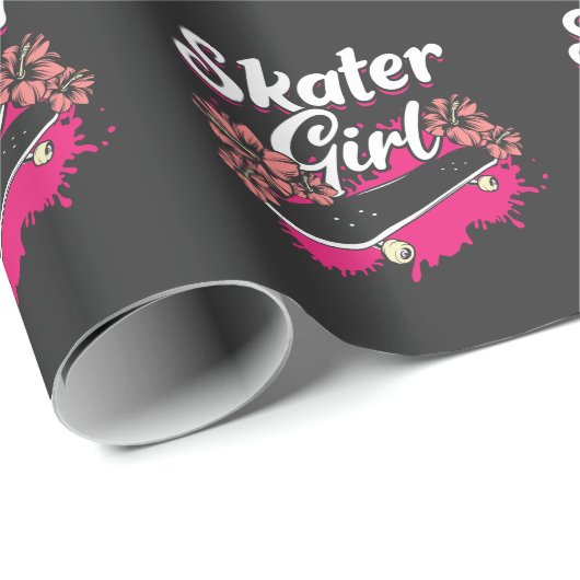 Skateboard Liebe Skater Girl Geschenkpapier (Rolleneckpunkt)
