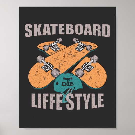 Skateboard Lifestyle Vintage Skaten-Liebhaber Gesc Poster (Vorne)