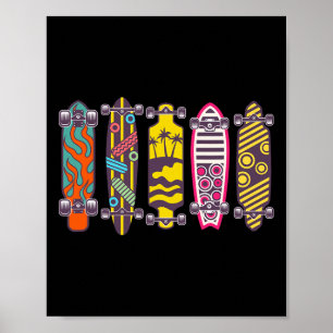 Skateboard Longboard Boards Stil Arten Typen Unter Poster