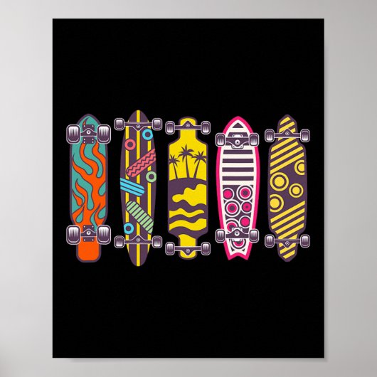 Skateboard Longboard Boards Stil Arten Typen Unter Poster (Vorne)