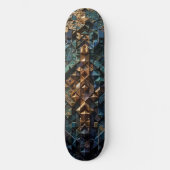 Skateboard - Luxus Blaues Mosaik-Kunstdeck (Vorderseite)
