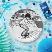 Skateboard-Manöver - Junge Skateboarder Pappteller (Party)