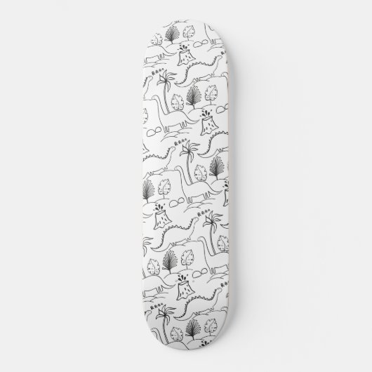 Skateboard mit Dinosauriern. (Vorderseite)