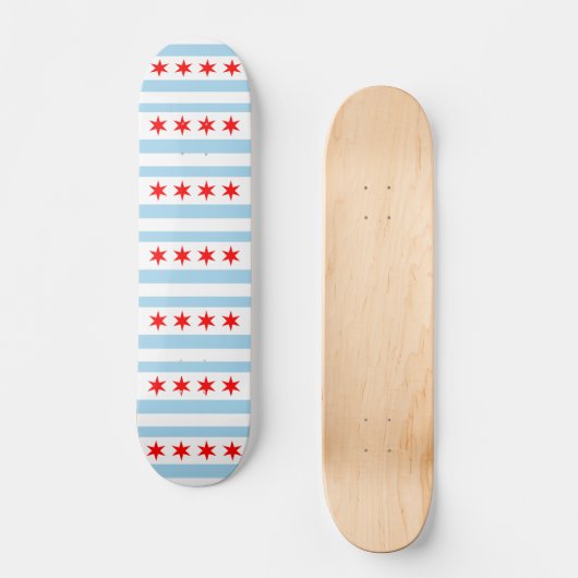 Skateboard mit Flagge von Chicago, Illinois (Vorderseite)