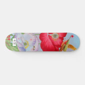 SKATEBOARD MIT JAPANISCHEN BLUME UND HUMMINGBIRD (Horizontal)