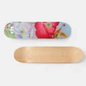 SKATEBOARD MIT JAPANISCHEN BLUME UND HUMMINGBIRD (Horizontal)
