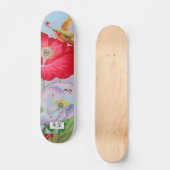 SKATEBOARD MIT JAPANISCHEN BLUME UND HUMMINGBIRD (Vorderseite)