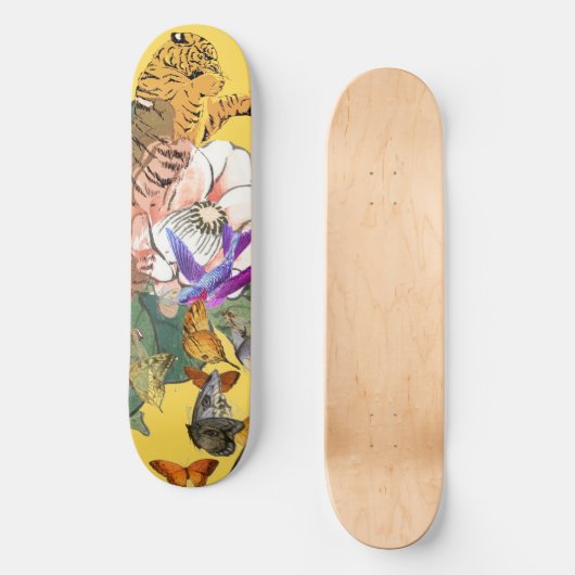 SKATEBOARD MIT JAPANISCHEN TIGER UND BLUME (Vorderseite)