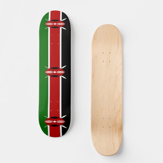 Skateboard mit kenianischer Flagge (Vorderseite)