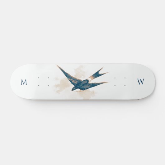Skateboard mit Monogramm: Rauchschwalbe (Horizontal)