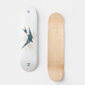 Skateboard mit Monogramm: Rauchschwalbe (Vorderseite)