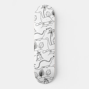Skateboard mit niedlichen Dinosauriern.
