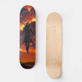 Skateboard mit Ninja und Feuer (Vorderseite)