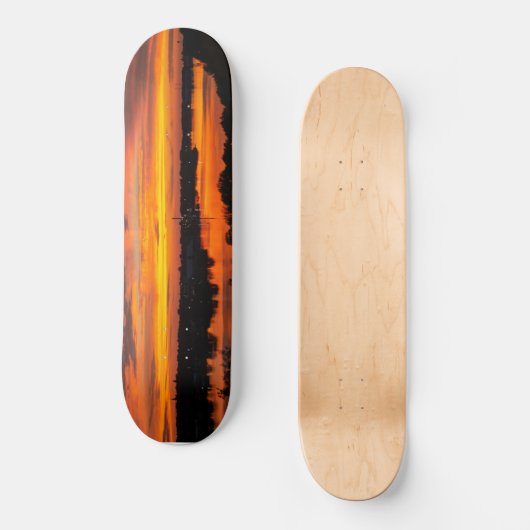 Skateboard mit Sonnenuntergang (Vorderseite)