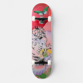 SKATEBOARD MIT TIGER UND POPPIES (Vorderseite)