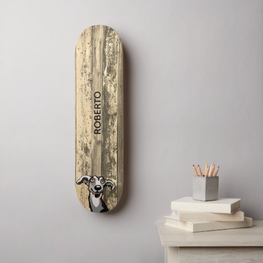 Skateboard mit verwittertem Holzdesign (Wandkunst)