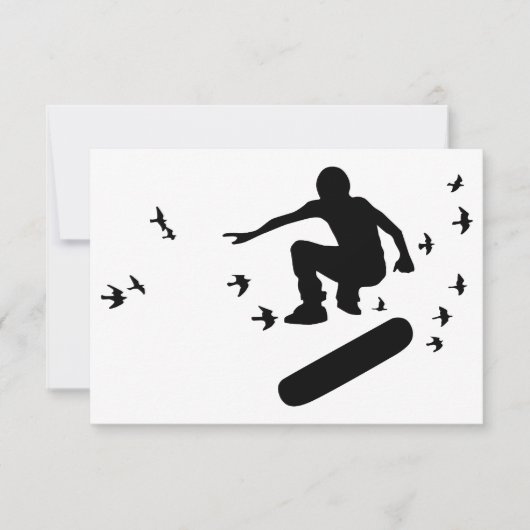 Skateboard mit Vögeln Einladung (Vorderseite)