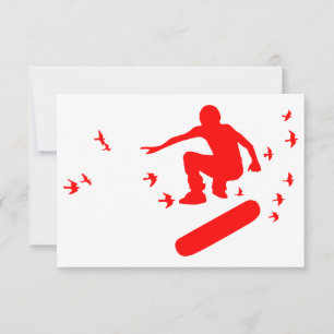 Skateboard mit Vögeln Einladung
