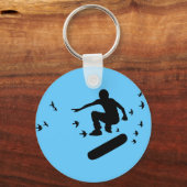 Skateboard mit Vögeln Schlüsselanhänger (Vorderseite)