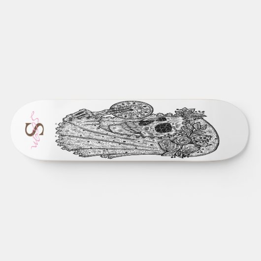 Skateboard Monogram Pink LUCKY Skull (Horizontal)
