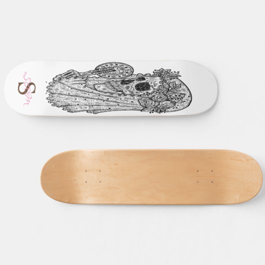 Skateboard Monogram Pink LUCKY Skull (Horizontal)