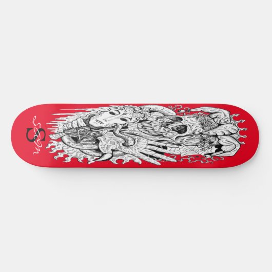 Skateboard Monogram Skull Skeleton Court Jester (Horizontal)