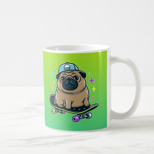 Skateboard-Mops Kaffeetasse (Rechts)