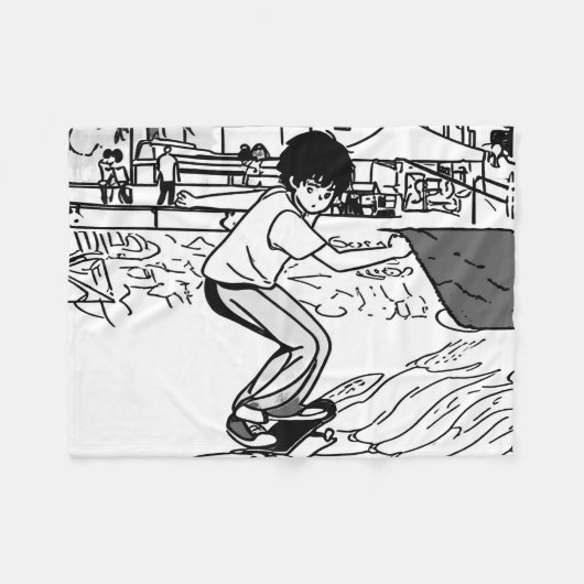 Skateboard Moves - Young Skateboarder Fleecedecke (Vorderseite (Horizontal))