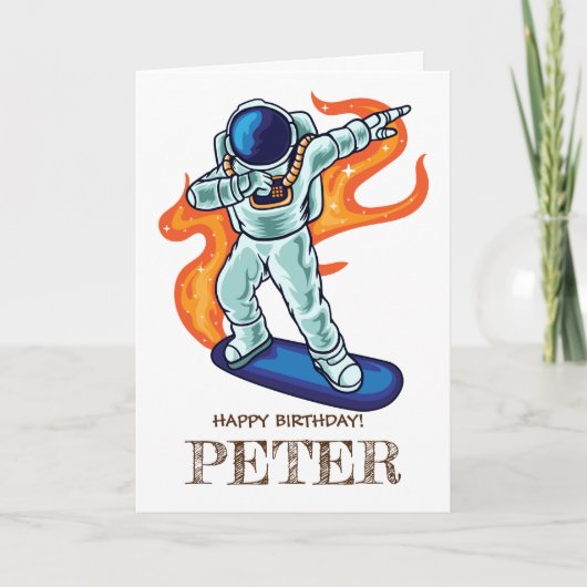 SKATEBOARD Niedlicher Astronaut im Weltraum. Karte (Vorderseite)