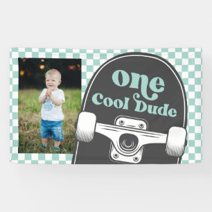 Skateboard One Cool Dude Geburtstagsfoto Banner