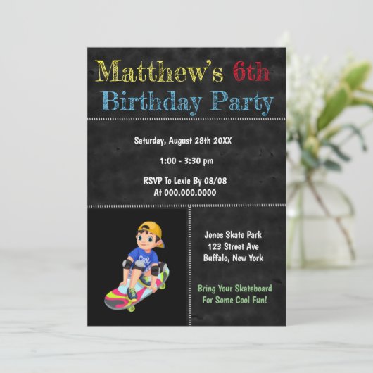 Skateboard Park Geburtstagsparty (Stehend Vorderseite)