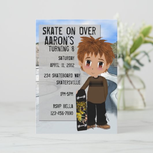 Skateboard-Party Einladung (Stehend Vorderseite)