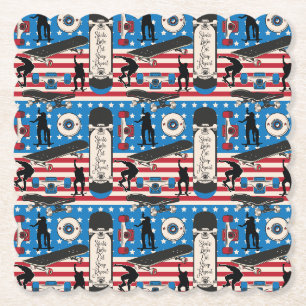 Skateboard Patriotic USA Skateboarder Untersetzer