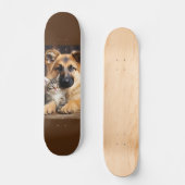 Skateboard Perro y gato juntos como amigos (Vorderseite)