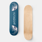 Skateboard Personalisiert 2 Blaue Haie (Vorderseite)