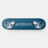 Skateboard Personalisiert 2 Blaue Haie (Horizontal)