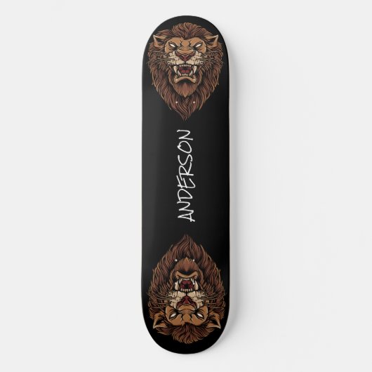 Skateboard Personalisiert Angry Lion Head (Vorderseite)