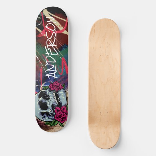 Skateboard Personalisiert Blue Skull (Vorderseite)