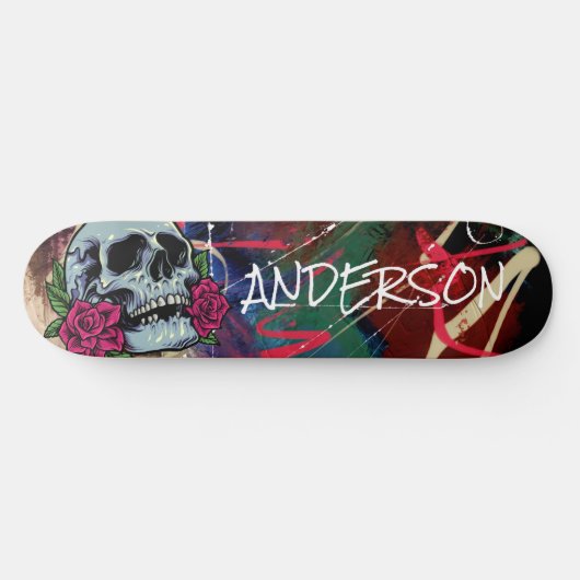 Skateboard Personalisiert Blue Skull (Horizontal)