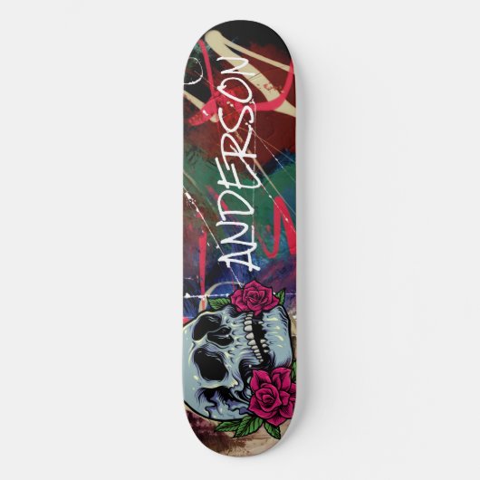 Skateboard Personalisiert Blue Skull (Vorderseite)