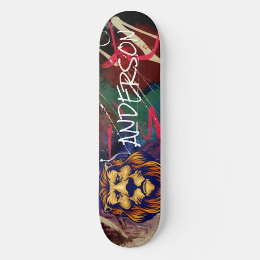 Skateboard Personalisiert Graffiti Lion (Vorderseite)