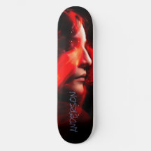 Skateboard Personalisiert Modern Black Orange Lady