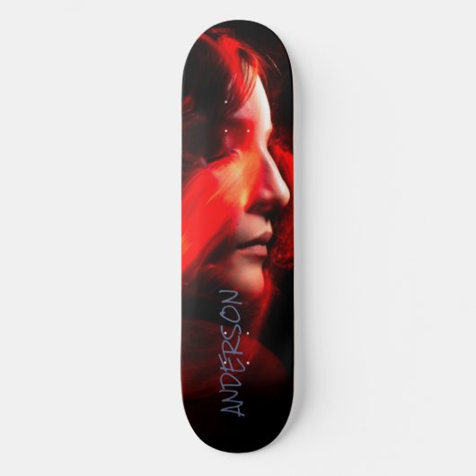 Skateboard Personalisiert Modern Black Orange Lady (Vorderseite)