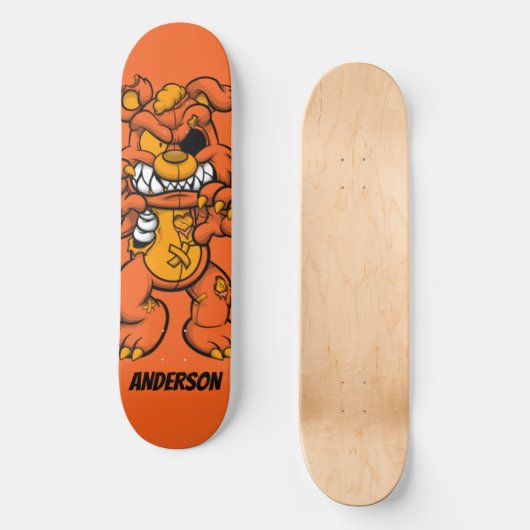 Skateboard Personalisiert Orange Ted Zombie (Vorderseite)