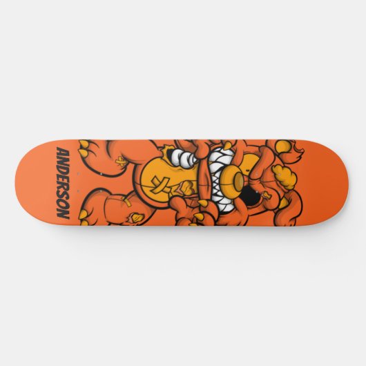 Skateboard Personalisiert Orange Ted Zombie (Horizontal)